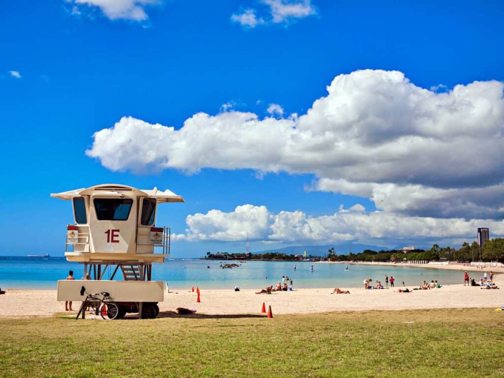 Lifeguard tower on Ala Moana Beach